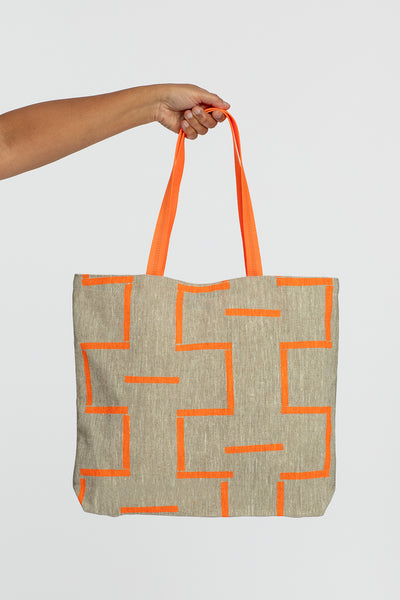 Knitter's Tote, Fluorescent Yellow Meso Print