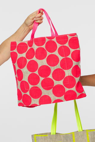 Knitter's Tote, Big Pink Dots