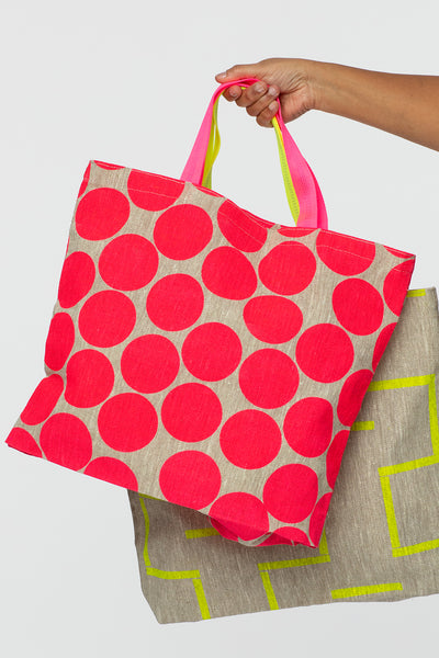 Knitter's Tote, Big Pink Dots