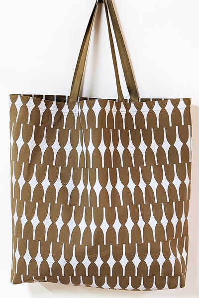 Large Square Tote Bag, New in Organic Ripstop Cotton