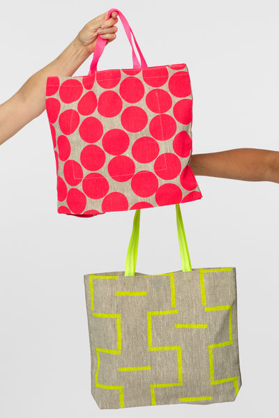 Knitter's Tote, Fluorescent Yellow Meso Print