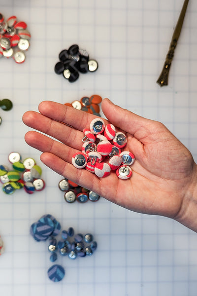 Buttons, Small, Light Pink & Neon Red