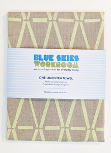 Linen Tea Towel, Hive in pollen-yellow ink