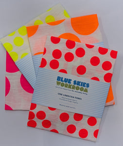 Linen Hand-Woven Tea Towel, Big or Small Fluorescent Dots