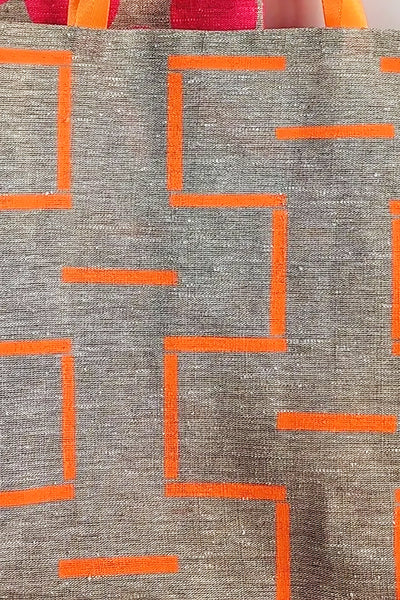 Knitter's Tote, Fluorescent Orange Meso Print